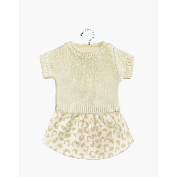 Set maglione Paula color crema e gonna in felpa Leo
