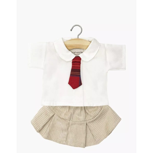 Completo Kate con gonna in velluto beige e camicia