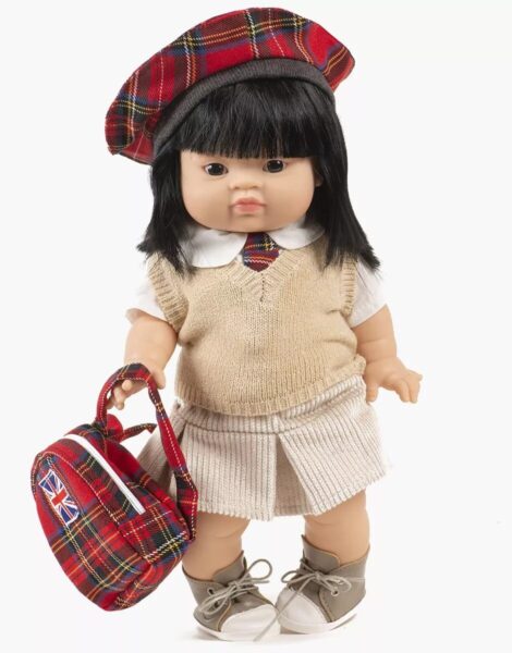 Completo Kate con gonna in velluto beige e camicia