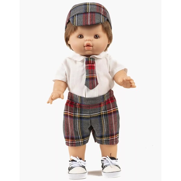 Completo William con cravatta e pantaloni scozzesi grigi