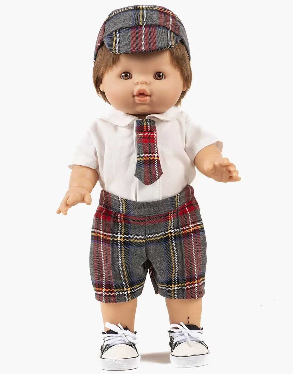 Completo William con cravatta e pantaloni scozzesi grigi