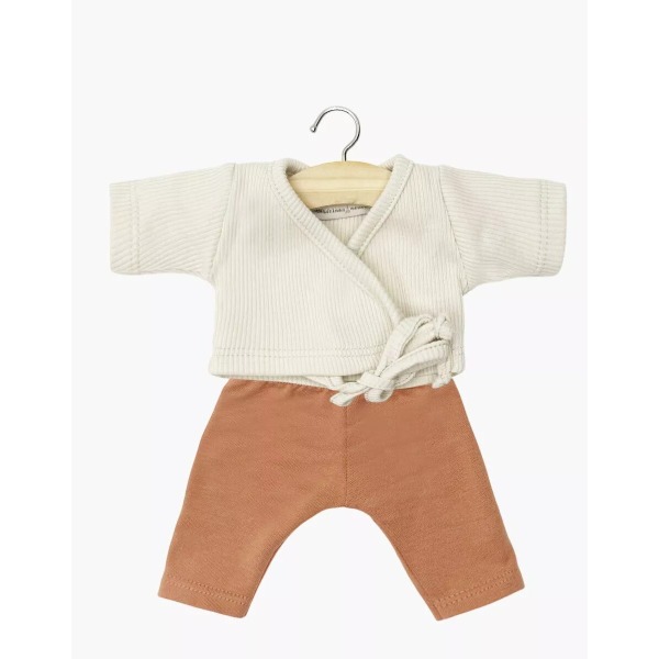 Completo in maglia di lino a coste e leggings con zucchero di canna