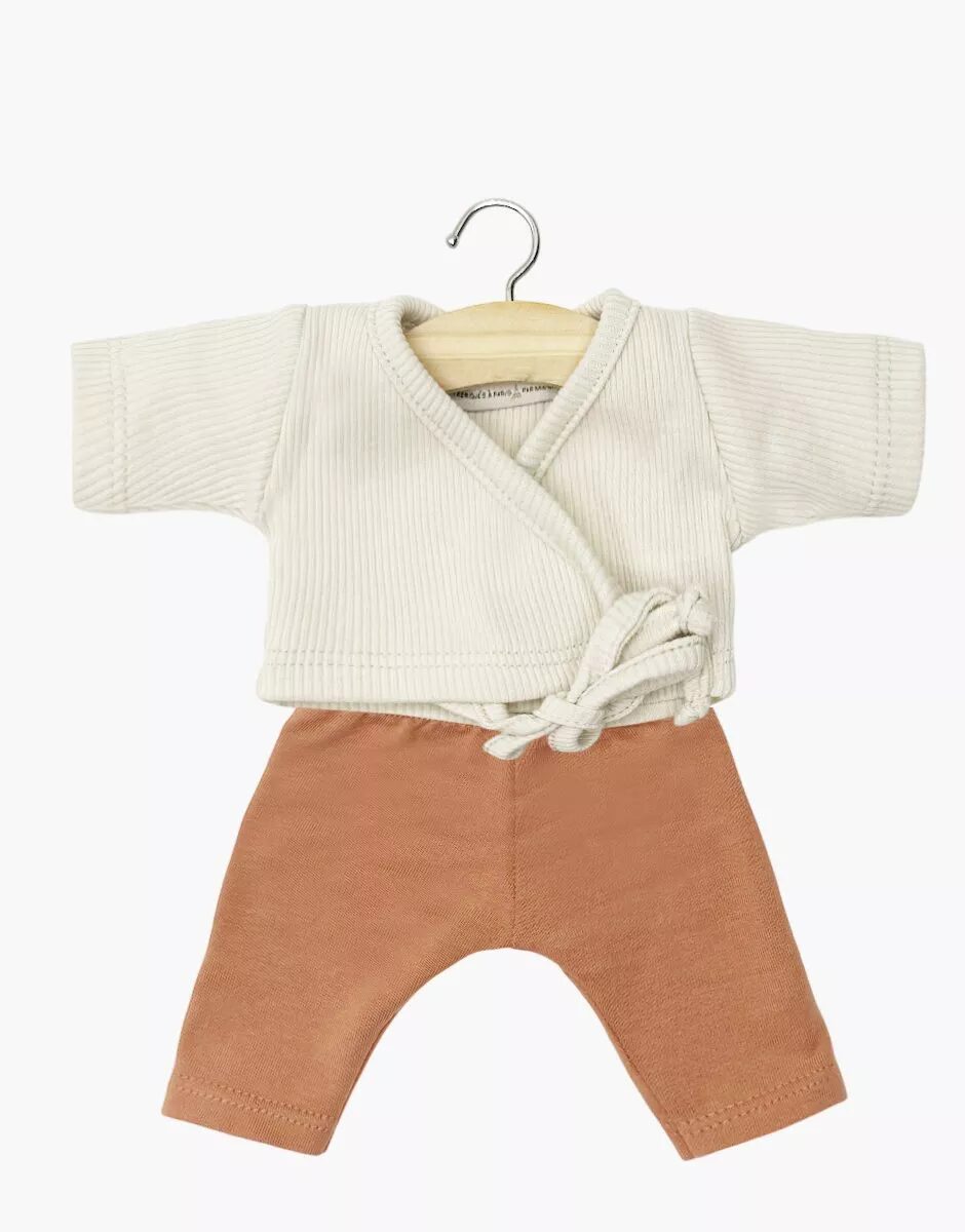 Completo in maglia di lino a coste e leggings con zucchero di canna