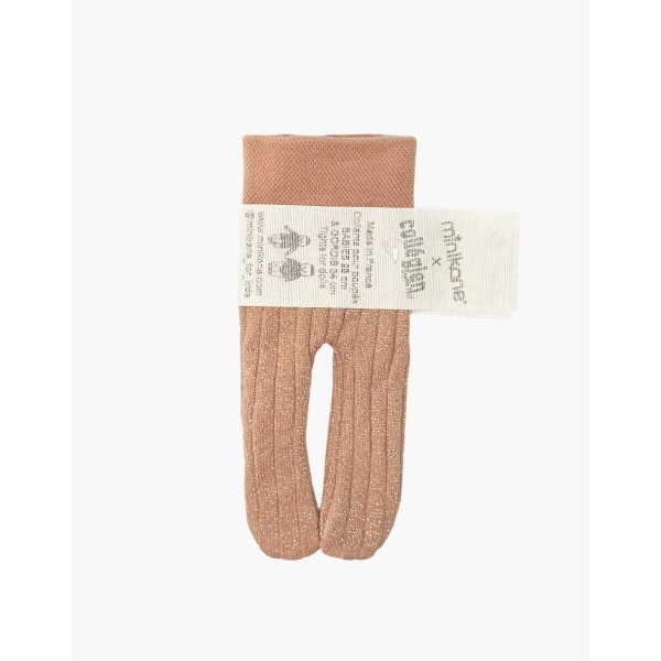 Collant in lurex rose antico Minikane x Collégien