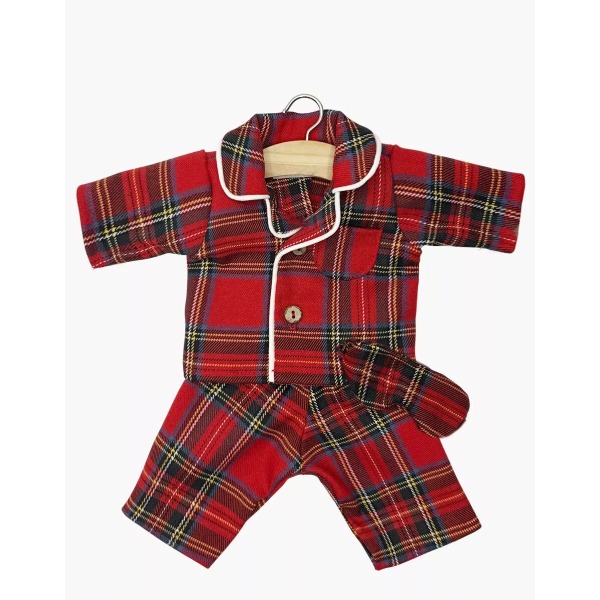 Pigiama Eden a quadri tartan rossi e maschera