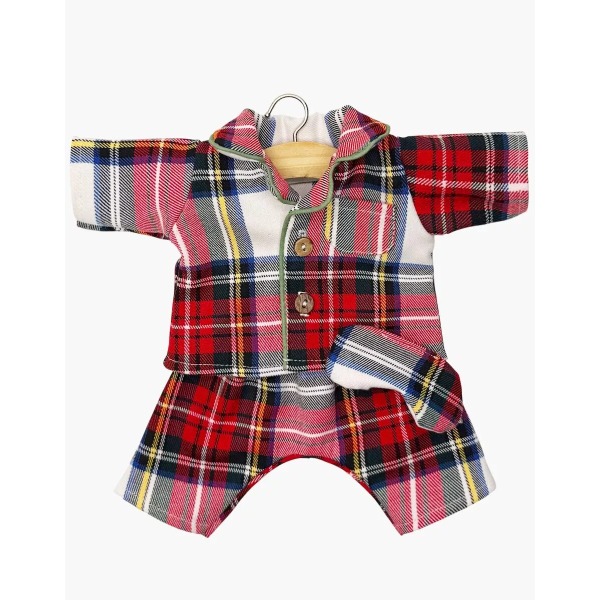 Pigiama in tartan ecru e maschera