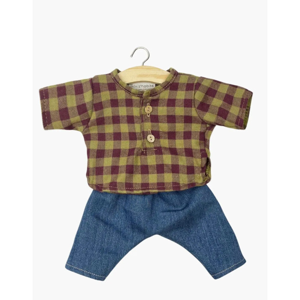 Completo Marien Vichy Olive con Jeans