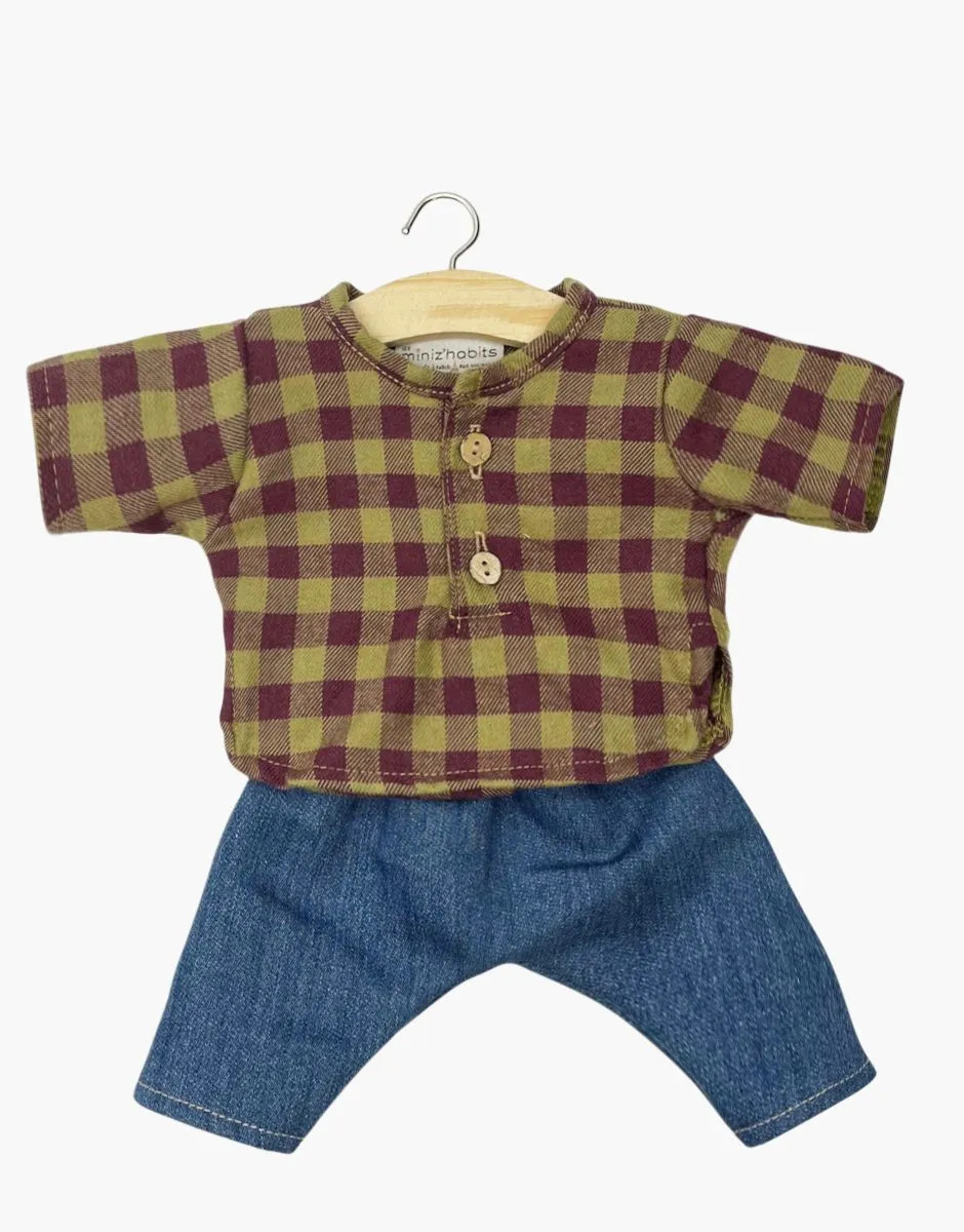 Completo Marien Vichy Olive con Jeans