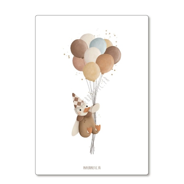 Cartolina di auguri “anatra e palloncini”