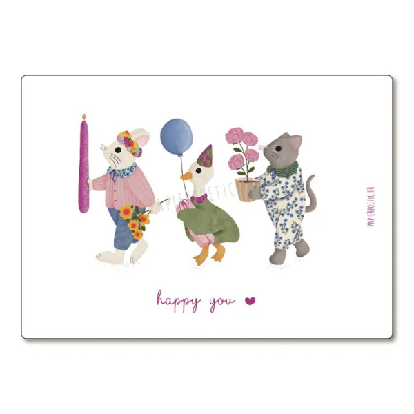 Cartolina di auguri “animali in festai”
