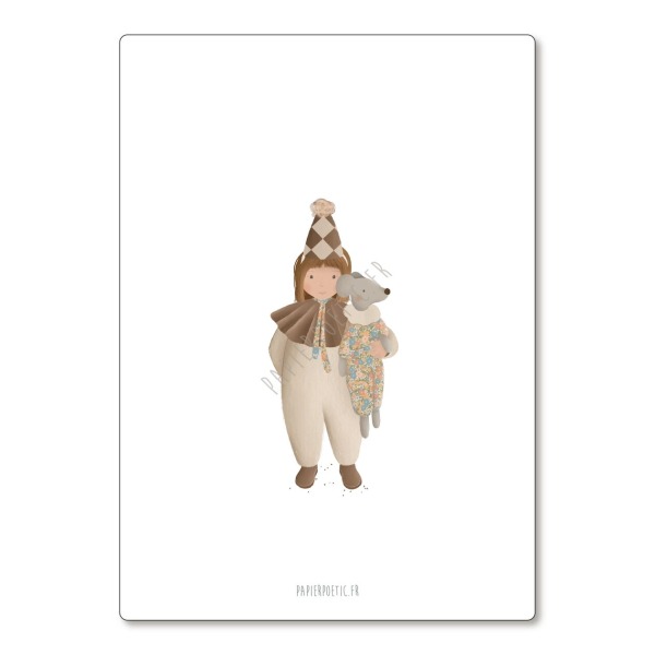 Cartolina di auguri “Bambina con topo Liberty”