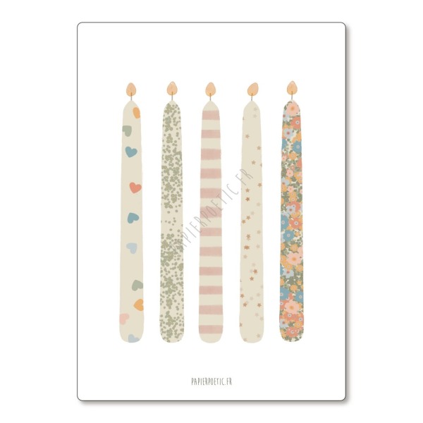 Cartolina di auguri “Candele colorate”