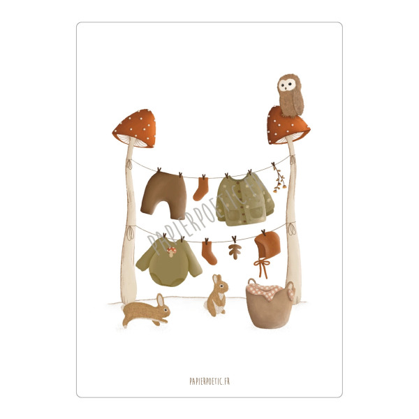 Cartolina di auguri “Linen in the Forest”