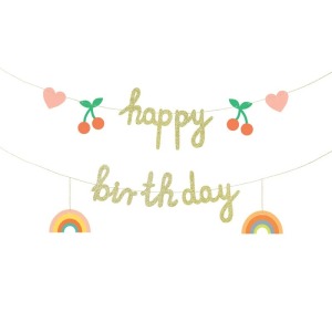 Ghirlanda Happy Birthday ciliegie