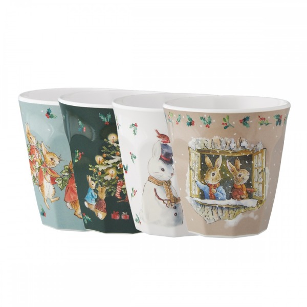 Set di 4 Tazze Natalizie Peter Rabbit