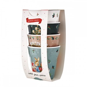 Set di 4 Tazze Natalizie Peter Rabbit