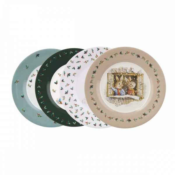 Set di 4 Piatti da dessert Natalizi Peter Rabbit