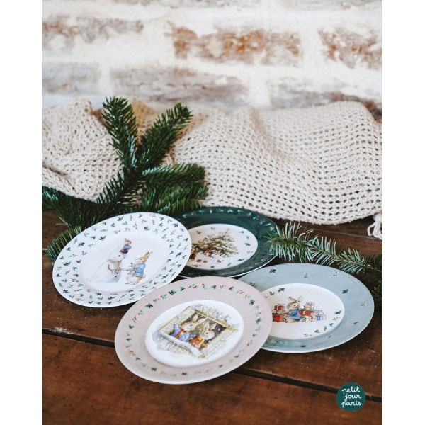 Set di 4 Piatti da dessert Natalizi Peter Rabbit