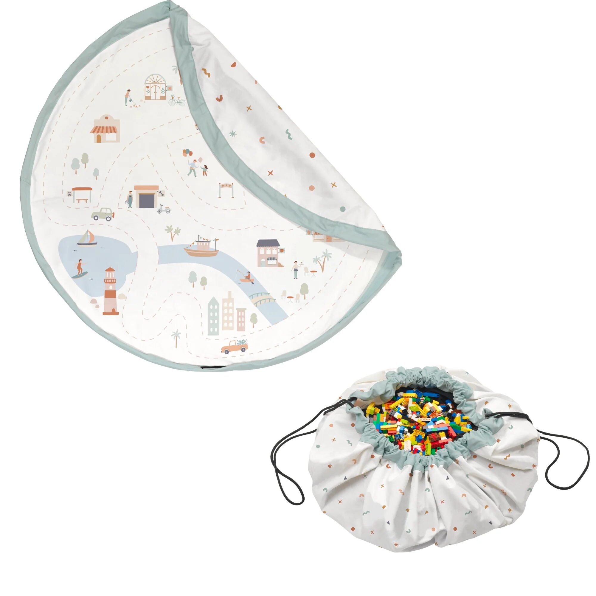 Tappetino da gioco e borsa porta giocattoli – mappa della città