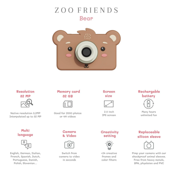 Fotocamera digitale per bambini Zoo Friends