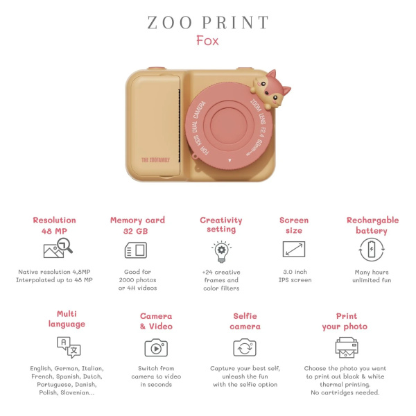 Fotocamera a stampa istantanea Zoo Print