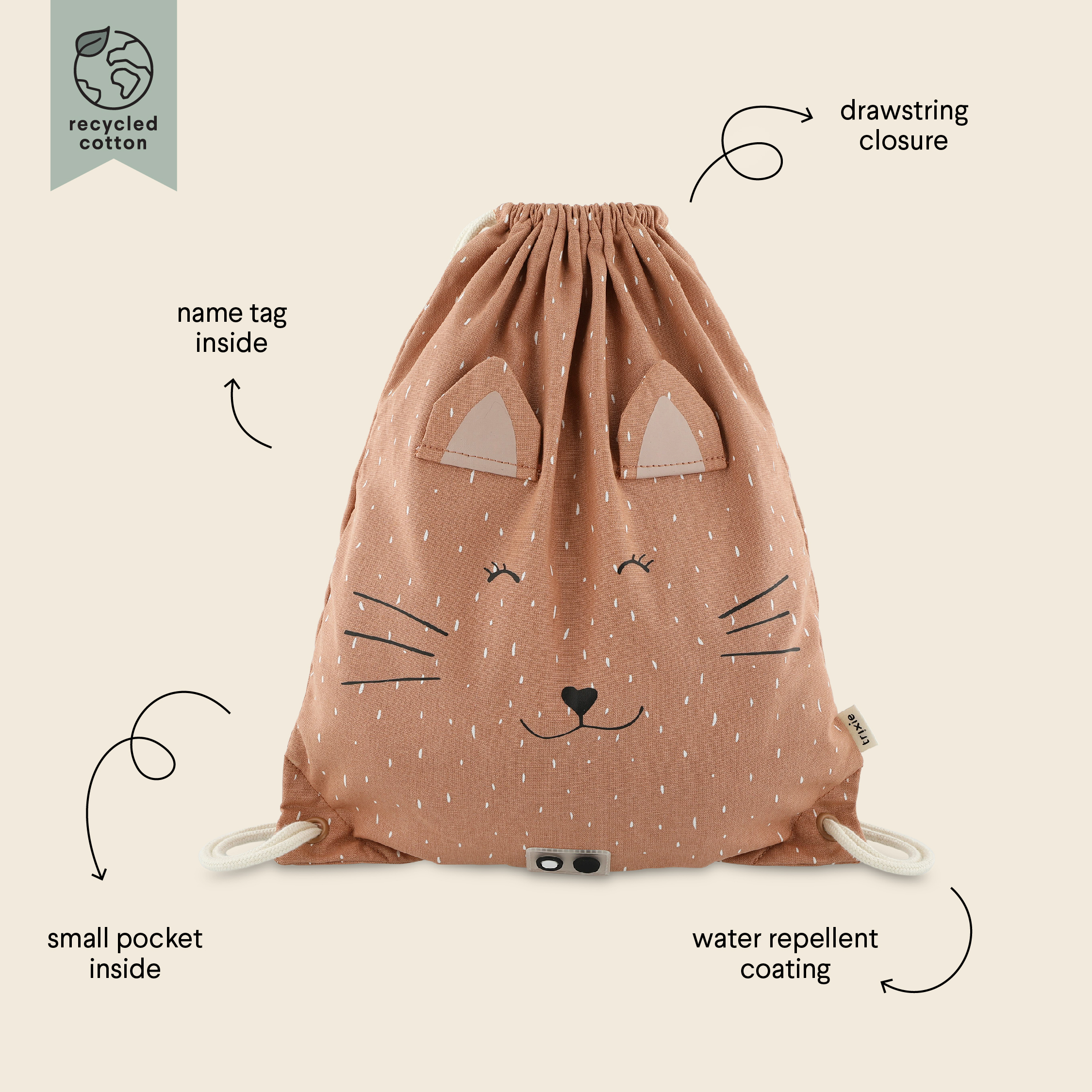 Borsa con coulisse animali
