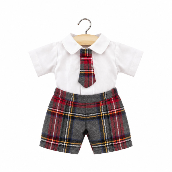 Completo William con cravatta e pantaloni scozzesi grigi